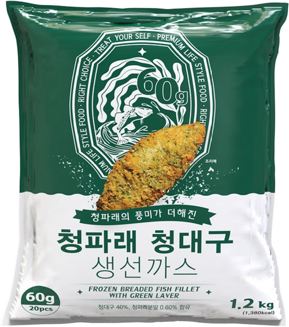 펀쿡 청파래 청대구 순살 생선까스 (60g X 20미), 1.2kg, 1개