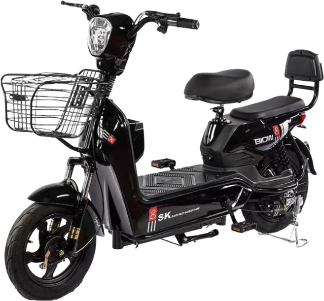 아트테크 SK 전동자전거 전기자전거 전동스쿠터 바이크 등하원 통학 용 전기스쿠터 리튬배터리 분리가능 1~2인용 2인승 여성 남성용 시골농촌농업 전기자토바이 펫바이크 생신효도선물, 1개, 블랙 12A배터리(30km)