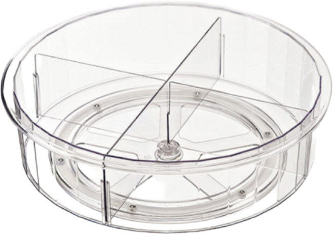 투명 칸막이 회전 트레이 냉장고 화장대 화장품 정리, 1개, 대형칸막이