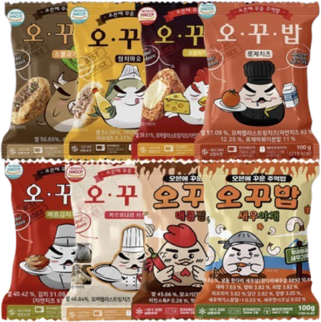 [ 8종 열 여섯 봉지 ] 오븐에 꾸워 더 맛있는 주먹밥 각 2개씩, 16개, 100g