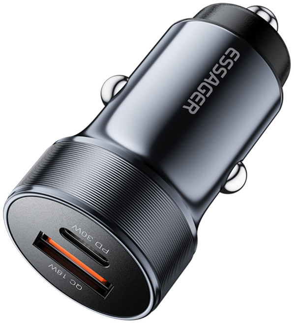 ESSAGER QC3.0 30W 듀얼 포트 C타입 차량용 고속 충전기, 블루, 1개