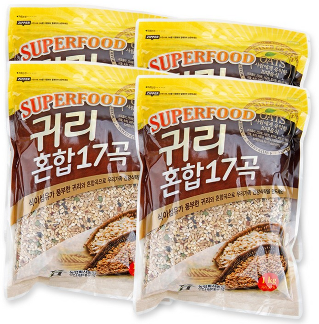[이잡곡이다] 귀리혼합 17곡 1kg x 4봉, 4개