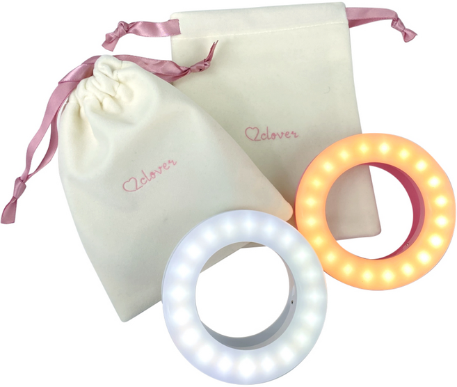 고르고 LED 휴대폰 셀카 조명 + 충전선 + 파우치, 핑크, 1세트