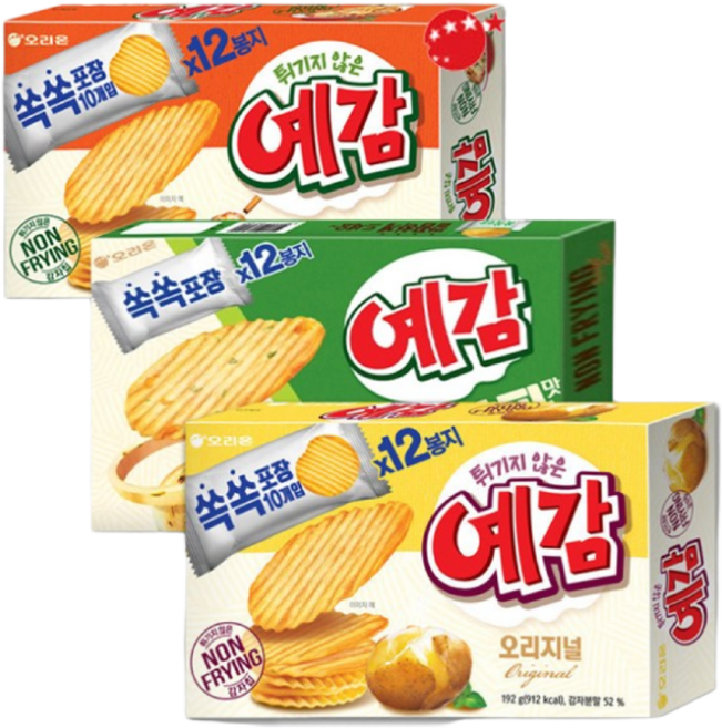 오리온 예감 오리지널 192g+치즈그라탕 204g+볶음양파맛 204g (총 3개), 192g, 1세트