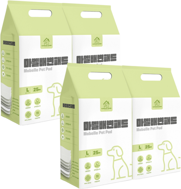 프리미엄 강아지 배변패드 100매, 25개입, 4세트