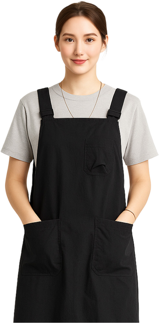 리코앤비 바리스타 카페 공방 다용도 앞치마, 1개, 블랙