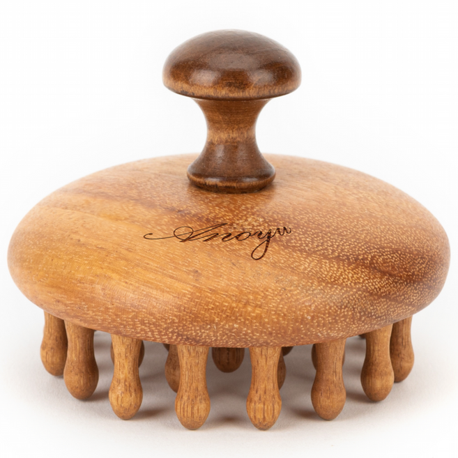 아노유 원목 두피괄사 복부 승모근 마사지 괄사빗 보관파우치 증정, 28개돌기 원목, 1개