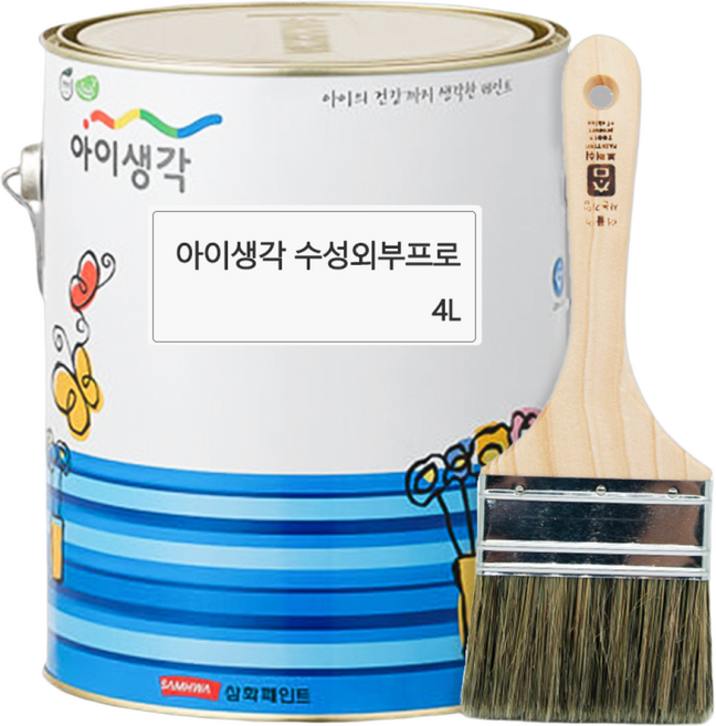 삼화페인트 아이생각 외부 프로 4L 친환경 외벽 수성, 1개, 백색