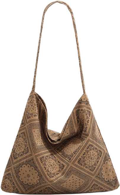 보브온 페이즐리 골지 코듀로이 숄더 크로스 에코백