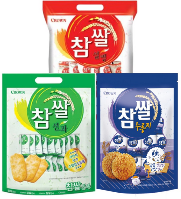 참쌀 3종세트 선과+설병+누룽지 대용량 쌀과자 각 1개씩 총3개, 216g, 1개