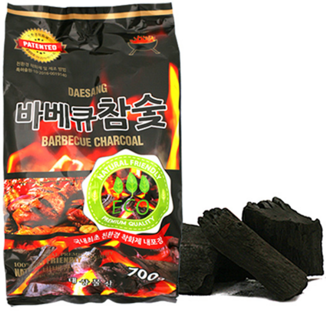 바베큐 참숯 700g 1봉지 (착화제 중량 포함) 숯 차콜 구이용숯 캠핑숯 바베큐용숯 바베큐용 차콜 봉지숯, 1개