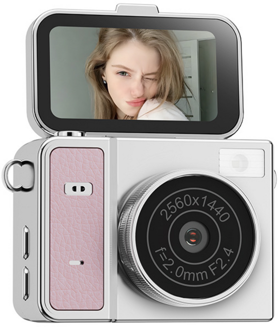 SorJar 미니카메라 2k UHD 고화질 회전 화면 소형카메라, 핑크색