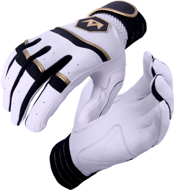 크라운비 커스텀 골드에디션 천연양피 배팅장갑 야구장갑, 화이트블랙, 1개