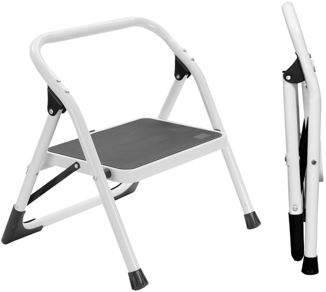 H&I 휴대용 접이식 1단 사다리 A형 사다리 화이트 MI-L90S1, 1개