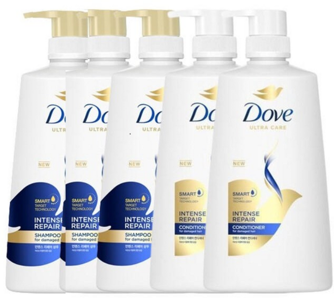 도브 인텐스 리페어 샴푸 680ml x 3p + 컨디셔너 660ml x 2p 세트, 1세트