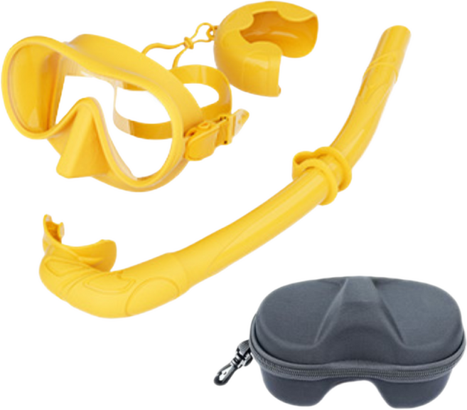 팝키즈 어린이&주니어 롤링 스노쿨링 마스크 세트, 옐로우, 1개