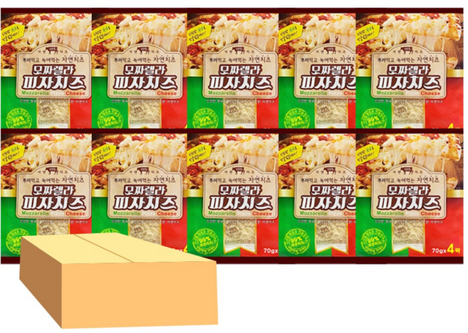 이스트밸리 모짜렐라 피자치즈 280g(70g*4)x10개(1박스), 1박스, 70g