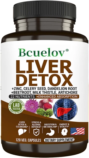 간 해독 보충제 - 간 지원 및 복구를 위한 22가지 영양소 민들레 강황 생강 등, 2병, 120정 - 쿠팡