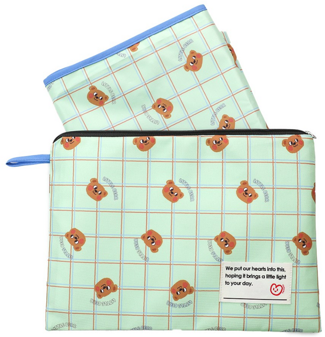 세맘스 스크래치에 강한 경량 방수 캠핑 소풍돗자리 휴대용 양면방수 피크닉매트+파우치세트, 그린꾸몽