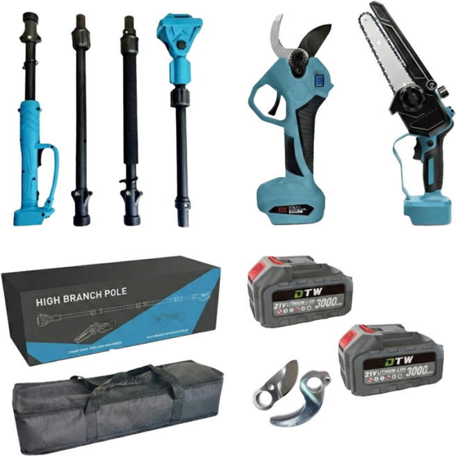 타이탄젯 무선 전지가위 전기톱 세트 브러쉬리스 연장 폴대 대용량 추가 배터리 포함, 1세트