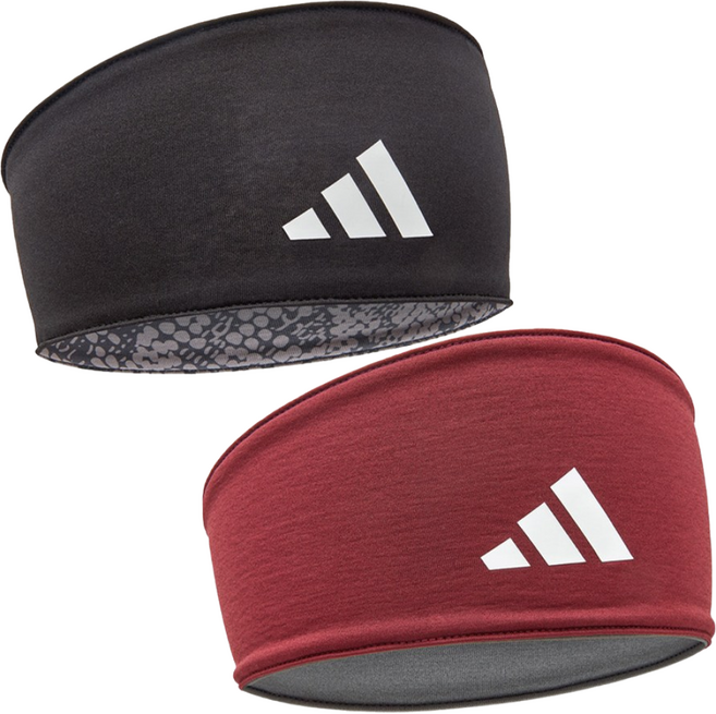 1+1 아디다스 스포츠 헤어밴드 양면 리버시블 더블사이드, 블랙+쉐도우레드, 1세트