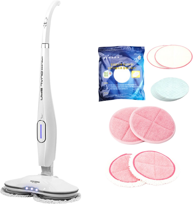 [휴스톰] 강력한 듀얼스핀 무선 물걸레청소기 hs-10900 1회용청소포+부착패드+각종패드 무상증정, 휴스톰 HS-10900
