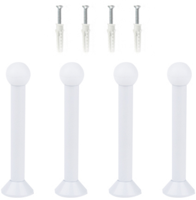 철물파크 AL 도어 쿠션 완충 방문 막대 스토퍼 4개입 + 설치피스 세트, 화이트 무광, 1세트