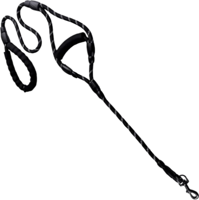 멍담 대형견 양손 푹신 쿠션 리드줄 손다침 아픔 방지 로프, 1개, 블랙