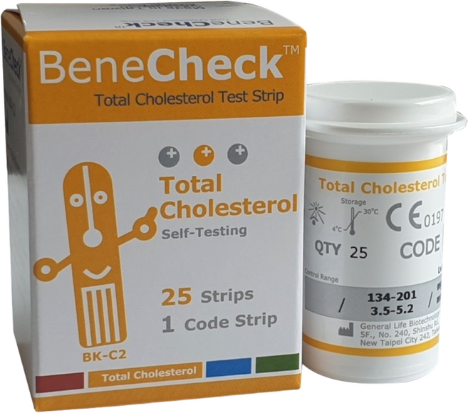 베네첵 benecheck 콜레스테롤수치 시험지 검사지 1박스 (1박스x25매) 알콜솜20매증정, 1개