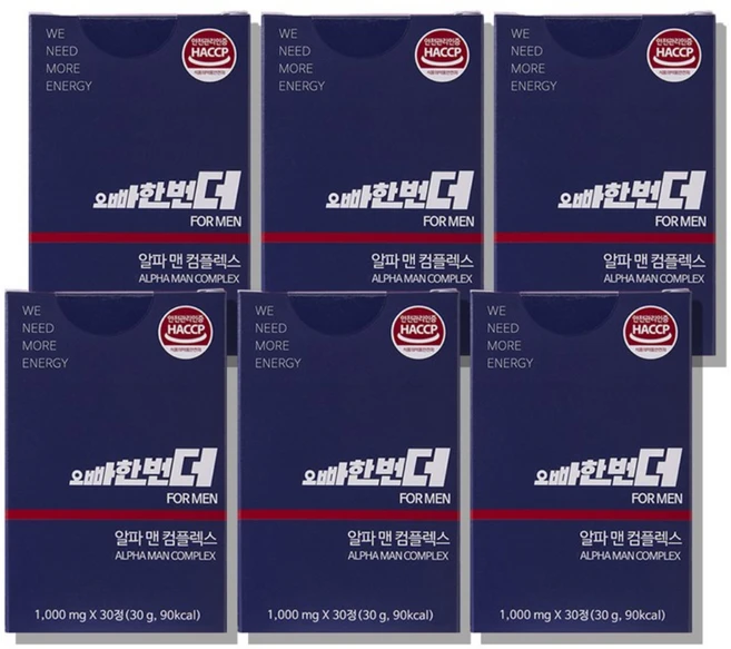 흑야마 알파맨 컴플렉스 오빠한번더 1000mg, 30정, 6개 - 쿠팡