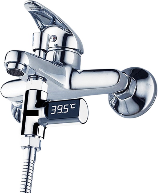 이산지 1세대 샤워기온도계 자가발전 LED 아기 유아 반려동물 수온계 탕온계 물온도계 샤워온도계, 실버, 1개