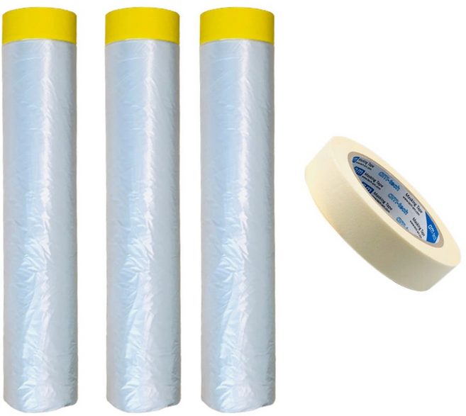 리더스 비닐 커버링테이프 마스킹 카바링 투명 보양 비닐 세트, 커버링테이프 2700mm 3개 + 마스킹테이프 1개, 1세트