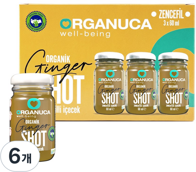 엘리트 오가닉 진저샷, 6개, 60ml