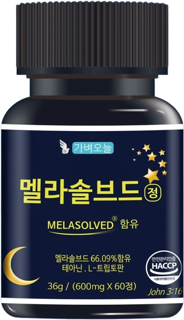 가벼오늘 멜라솔브드 단독배합비 식약처 인정 600mg, 60정, 1개 - 쿠팡