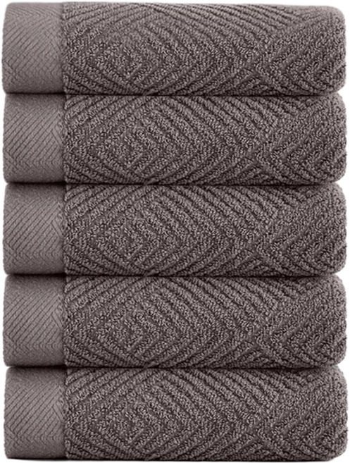 록신 프리미엄 호텔 수건 180g 40수 코마사 헤링본 무늬 디자인, 5개, 딥그레이