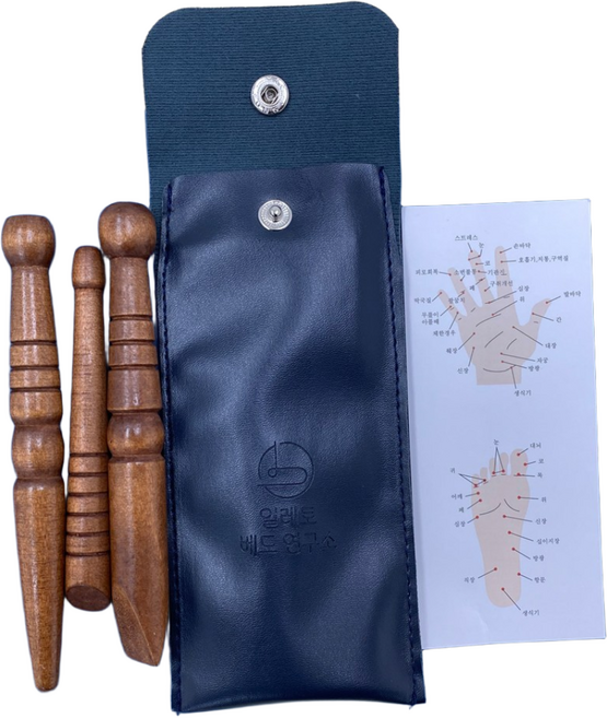 커버제작소 휴대 간편 마사지 경락 원목 지압봉3p세트+케이스, 케이스(포함), 1개