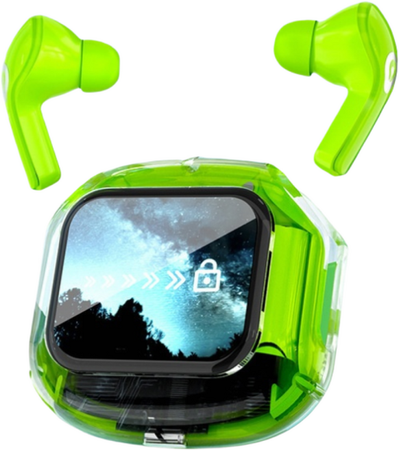 PYHO 스마트 터치스크린 블루투스 이어폰 뉴타입 신모델 노이즈 캔슬링 블루투스 헤드폰, 녹색