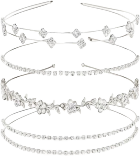 라끌라리아 크리스탈 큐빅 머리띠 4종 세트 얇은 웨딩 헤어밴드