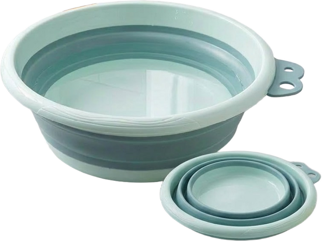 실리콘 욕실 주방 다라이 접이식 대야 캠핑용 휴대용 대야, 그린 소(S)26cm, 1개