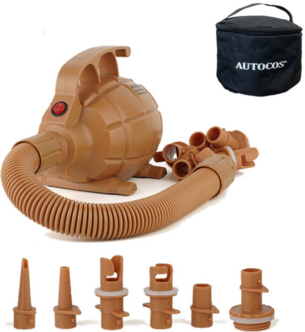 오토코스 수류탄 전동 휴대용 에어펌프 + 보관가방 2.5m 6종노즐, 혼합색상, 1개