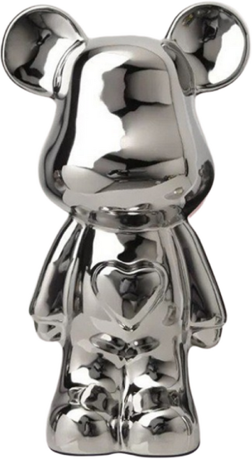 리틀보트 하트 베어브릭 세라믹 장식 저금통, 실버