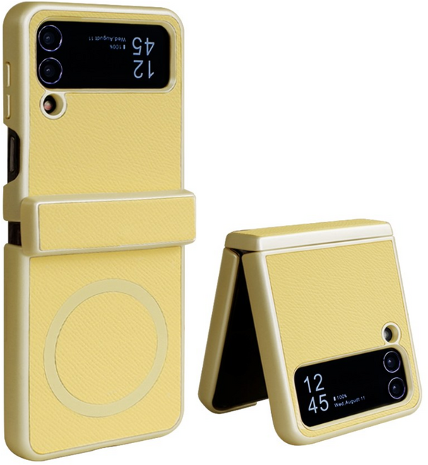 제루크 갤럭시 호환 Z플립 맥세이프 힌지보호 소가죽 풀커버 휴대폰 케이스