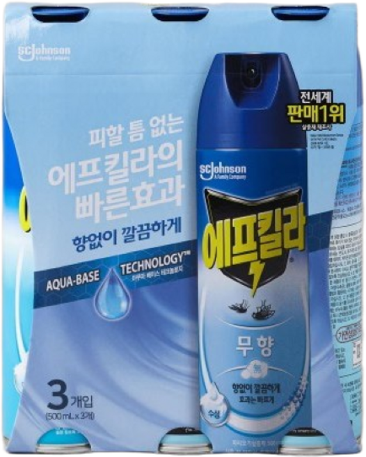 에프킬라 무향 에어졸 500ml 3개 파리 모기 살충제, 1.에프킬라 무향500ml 3개