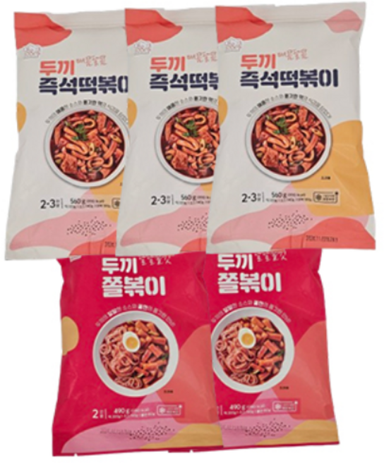 [당일 출고] 두끼 즉석떡볶이 3팩 + 쫄볶이 2팩, 560g, 1개