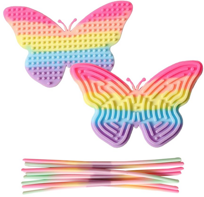 이지유 실리콘 피젯 퍼즐 어린이 손 장난감 레인보우 스트레스 해소 스트링 아트 팝잇 어린이날 선물, 2개, 파스텔 나비