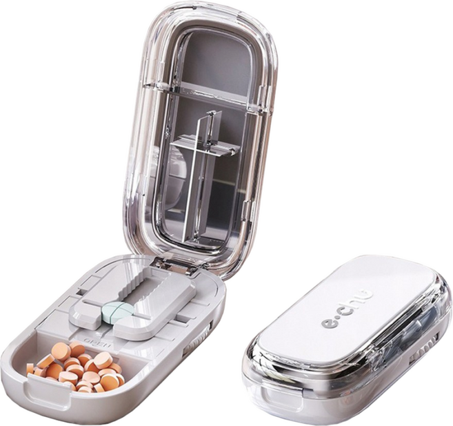 휴대용 알약컷팅기 4 등분 보관함 4 COLORS, 회색, 1개