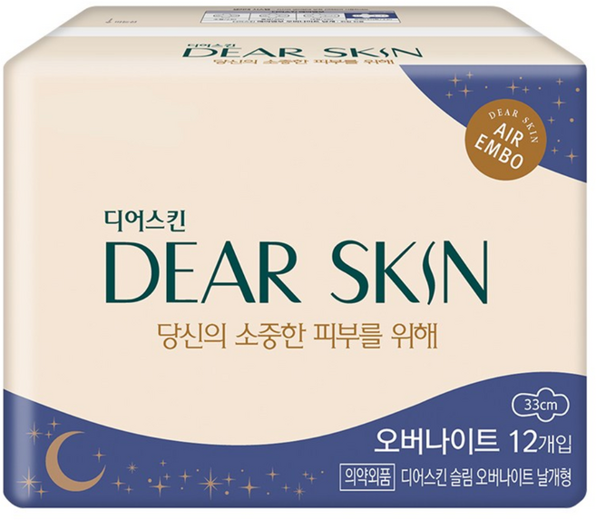디어스킨 에어엠보 슬림 생리대 날개형, 오버나이트, 12개입, 1개