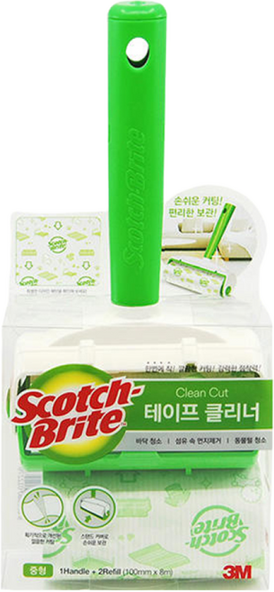 3M 스카치브라이트 테이프클리너 본체 중형 핸들 팩 + 리필2개입, 1세트