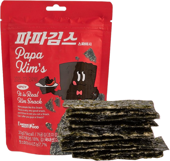당당헬시 파파김스 스파이시 김과자 [원산지:국산(충청남도 서천군)], 3개, 20g