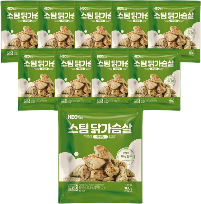 허닭 스팀 닭가슴살 깻잎맛, 100g, 10개